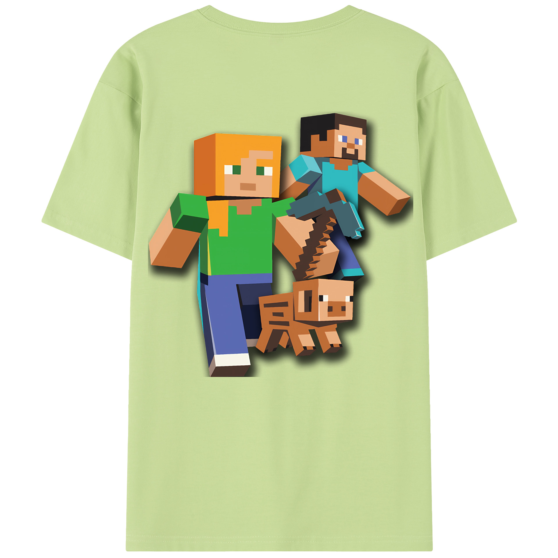 （画像用） マインクラフト ブロックの世界 Minecraft MC Block world 綿100％半袖Tシャツ（背面プリント）